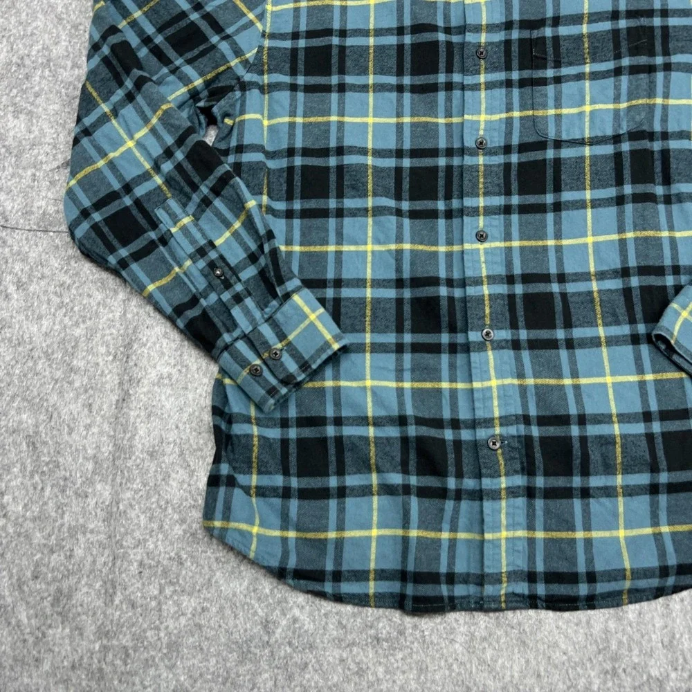 Banana Republic Shirt Mens L Blue Plaid Flannel Long Sleeve Button Casual Fall